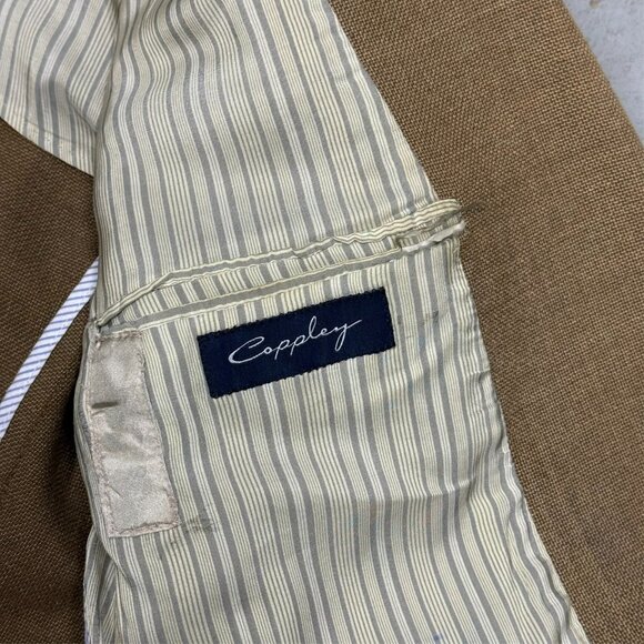 Coppley Blazer Wool Linen Silk Sport Coat Half Lined Hopsack Brown 44T - Picture 8 of 10